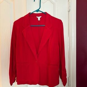 Cato women’s knit red blazer with ruched sleeves, machine washable relaxed fit M